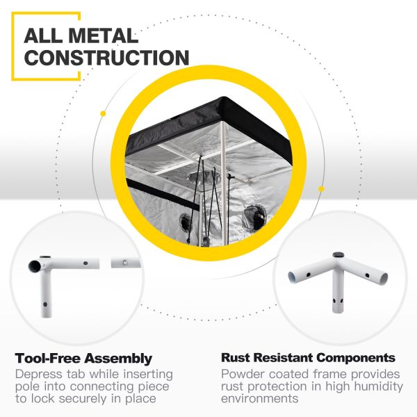 iPower 36"x36"x72" Hydroponic Water-Resistant Grow Tent with Removable Floor Tray for Indoor Seedling Plant Growing 3'x3'