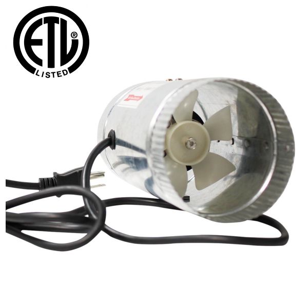 iPower 4 Inch 100 CFM Booster Fan Inline Duct Vent Extractor for HVAC Exhaust and Intake 5.5' Grounded Power Cord