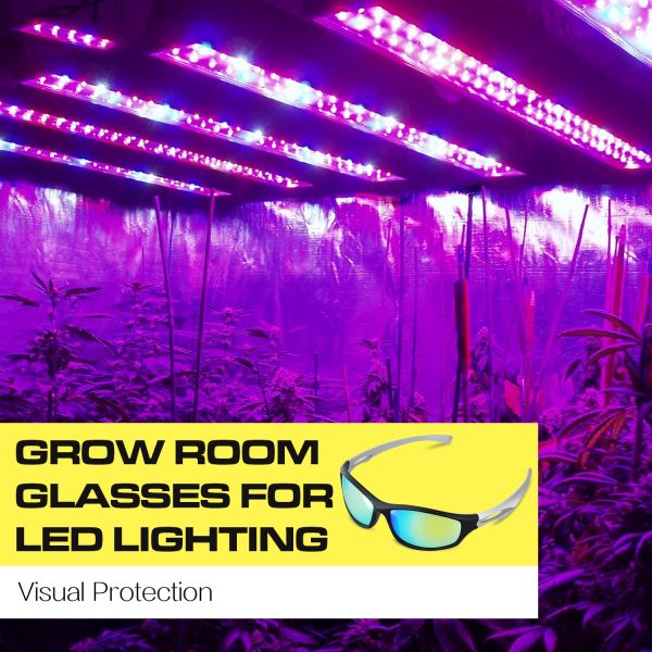 iPower Indoor Hydroponics LED Grow Room Light Glasses Goggles Anti UV IR, Reflection Visual Optical Protection