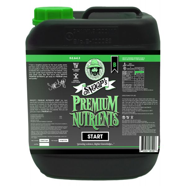 Snoop's Premium Nutrients Start B 5 Liter (Soil, Hydro Run To Waste and Hydro Recirculating)