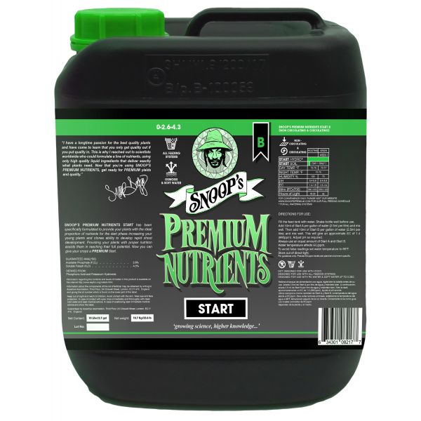 Snoop's Premium Nutrients Start B 10 Liter (Soil, Hydro Run To Waste and Hydro Recirculating)