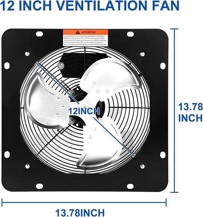 iPower 12 Inch Exhaust Fan Aluminum, High Speed 1300RPM, 1-Pack, Silver (HIFANXVENTIL12)