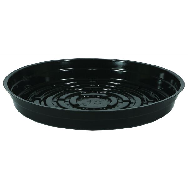 Gro Pro Premium Heavy Duty Vinyl Black Saucer 10 in