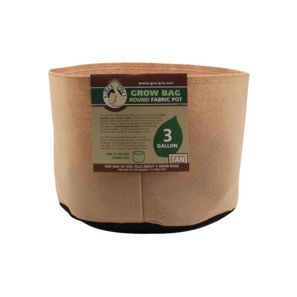 Gro Pro 3 Gallon Round Fabric Pot-Tan