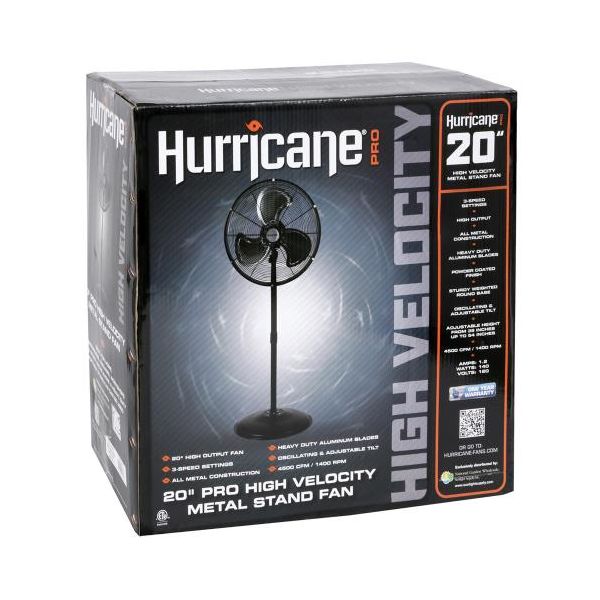 Hurricane Pro High Velocity Oscillating Metal Stand Fan 20 in