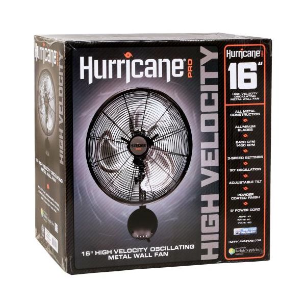 Hurricane Pro High Velocity Oscillating Metal Wall Mount Fan 16 in