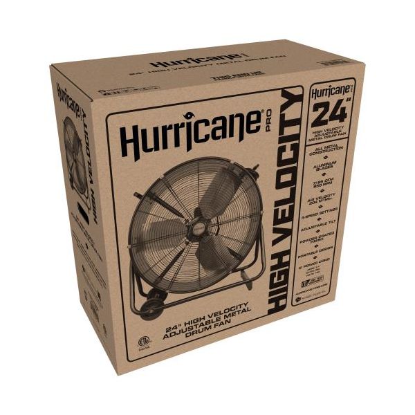 Hurricane Pro Heavy Duty Adjustable Tilt Drum Fan 24 in