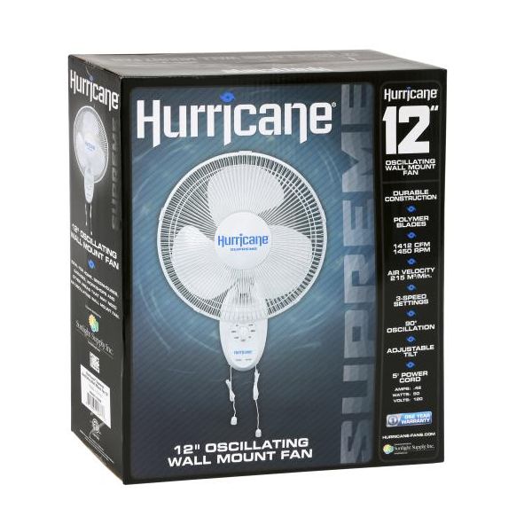 Hurricane Supreme Oscillating Wall Mount Fan 12 in