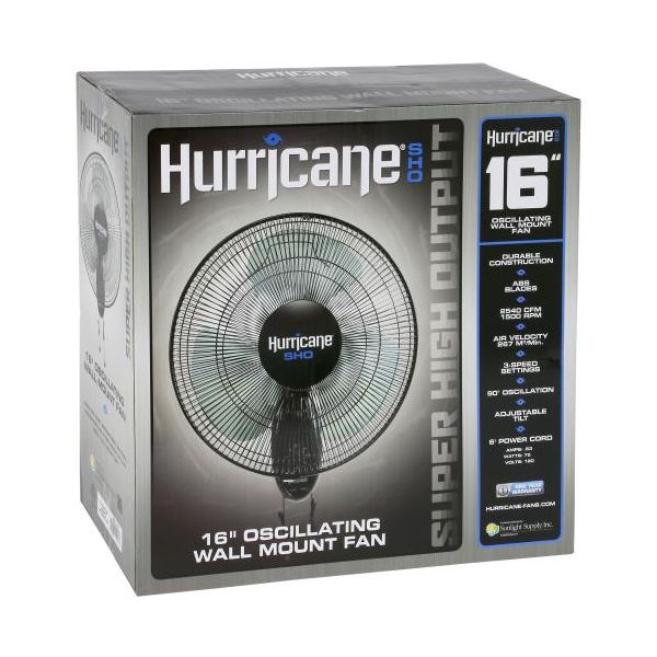 Hurricane SHO Oscillating Wall Mount Fan 16 in (48-Plt)