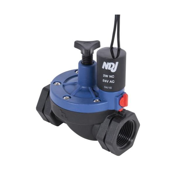 Hydro Flow NDJ Plastic Solenoid Valve 24V - 3-4 in Threaded w- Flow Control