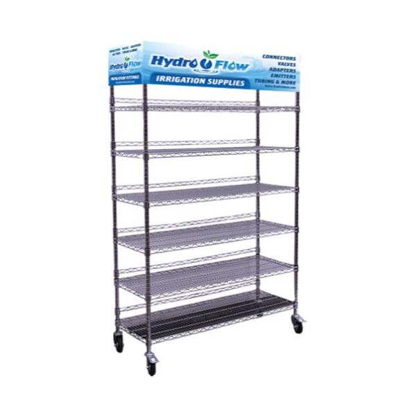 Hydro Flow Commercial Grade Chrome Storage Rack - 6 Shelves w- Backstop & Casters