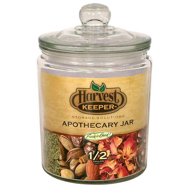 Harvest Keeper Glass Storage Apothecary Jar w- Sealed Lid - 1-2 Gallon