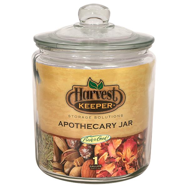 Harvest Keeper Glass Storage Apothecary Jar w- Sealed Lid - 1 Gallon