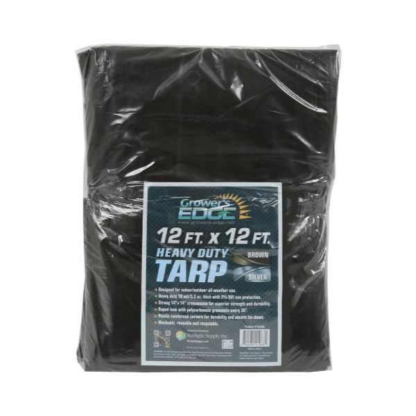 Grower's Edge Heavy Duty Brown - Silver Tarp 12 ft x 12 ft