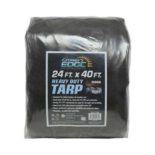 Grower's Edge Heavy Duty Brown - Silver Tarp 24 ft x 40 ft