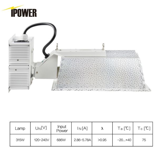 iPower 315W Ceramic Metal Halide Grow Light System Kits 240V, CMH Bulb is NOT Included