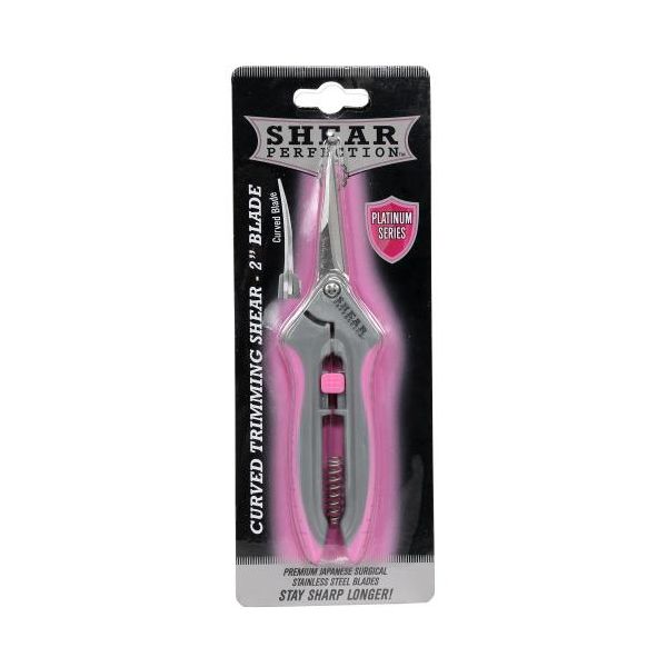 Shear Perfection Pink Platinum Stainless Trimming Shear - 2 in Curved Blades