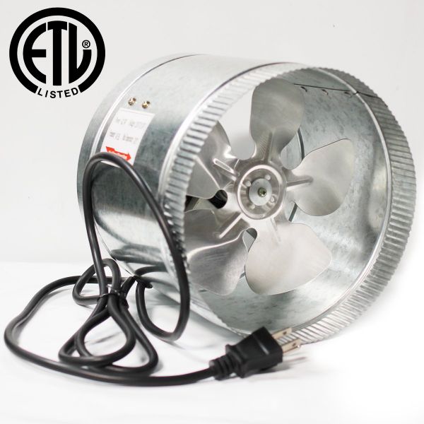 iPower 8 Inch 420 CFM Booster Fan Inline Duct Vent Extractor for HVAC Exhaust and Intake 5.5' Grounded Power Cord