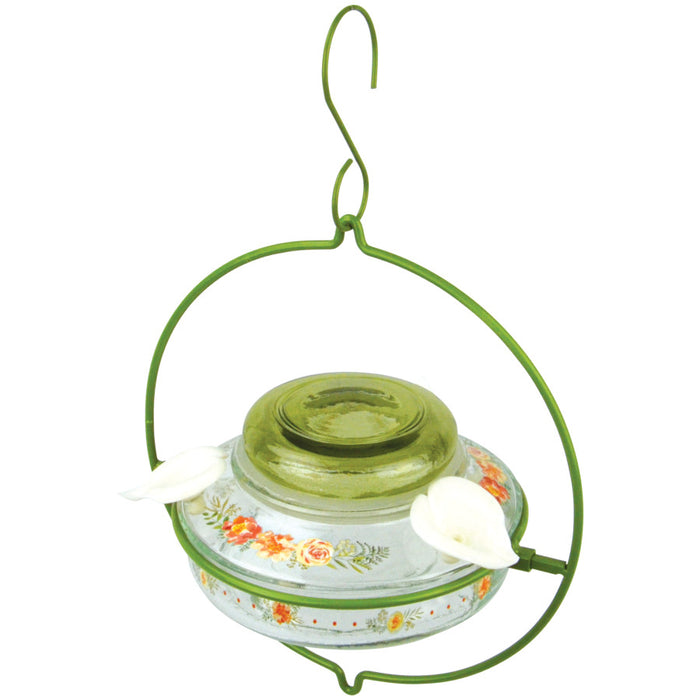 Nature's Way Decorative Glass Top-Fill Hummingbird Feeder-Gardenia, 13 oz