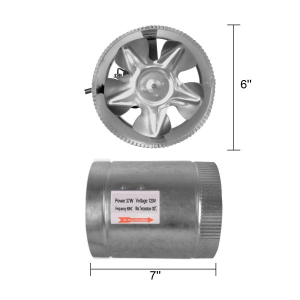 iPower 6 Inch 240 CFM Booster Fan Inline Duct Vent Extractor for HVAC Exhaust and Intake 5.5' Grounded Power Cord