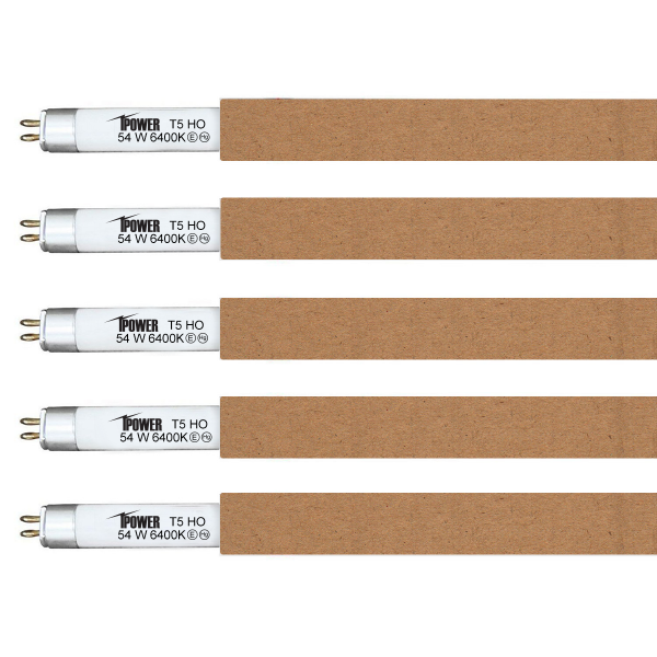 iPower 5 Pack 4FT 6400K 54W T5 Fluorescent Grow Lamp Light Bulbs