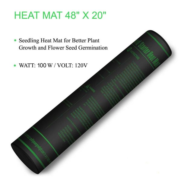 Seedling Heat Mat, 48" X 20" Durable Waterproof Hydroponic Heating Pad, Black, iPower