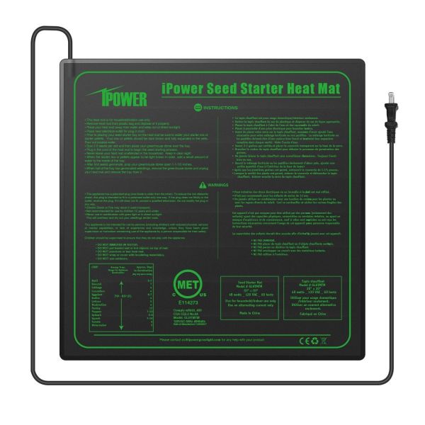 iPower 20" x 20" Medium Warm Hydroponic Seedling Heat Mat and 68-108å¡F Digital Thermostat Control Combo Set for Seed Germination