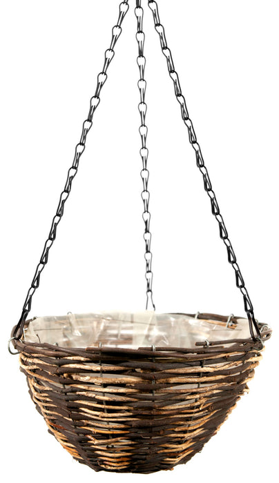 Supermoss Round Wood Woven Hanging Basket-Natural Whistler, 14 in