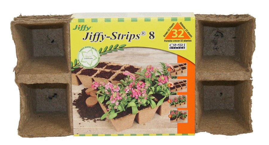 Jiffy Strips 8 Peat Strip Grows 32 Plants-Brown, 2.25 in