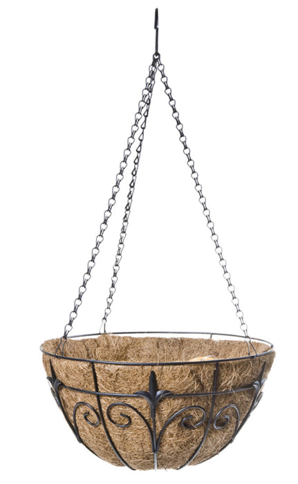 Panacea Classic Finial Hanging Basket-Black, 14 in