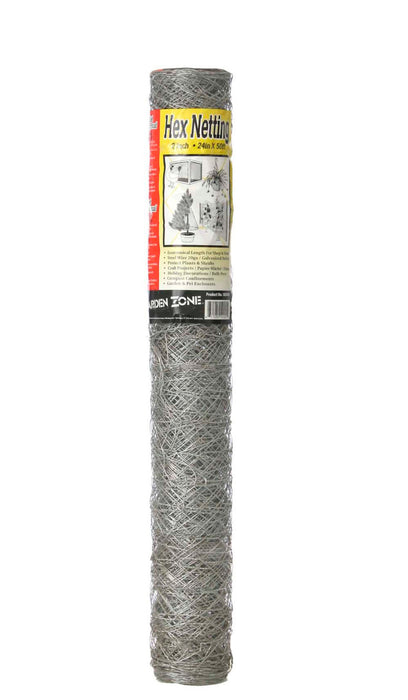 Garden Zone 20-gauge Galvanized Hex Netting-Silver, 24In X 50Ft X 2 in