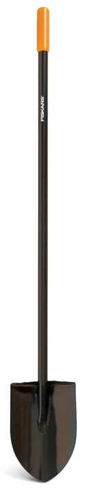 Fiskars Long Handle Round Point Steel Digging Shovel-Black