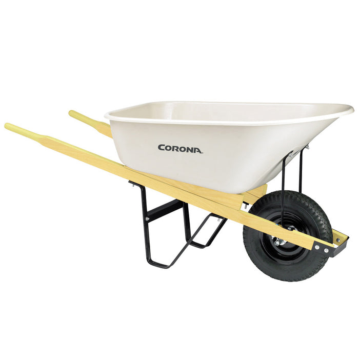 Corona Poly Wheelbarrow 60in Hardwood Handles-White, 6Cuft