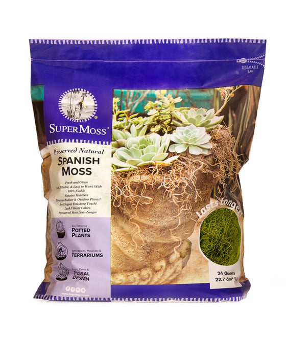 Supermoss Spanish Moss Resealable Bag-Grass Green, 24 qt