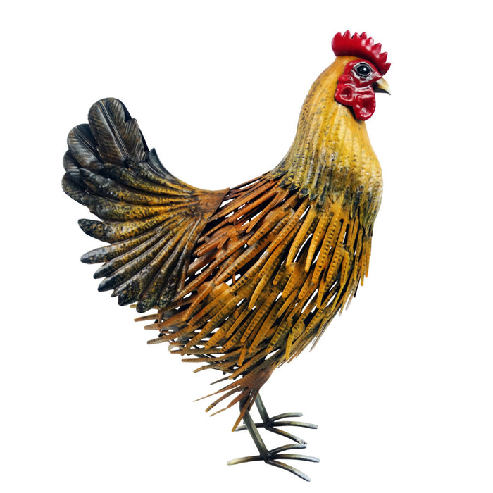 Alpine Metal Rooster Décor-Golden Brown, One Size