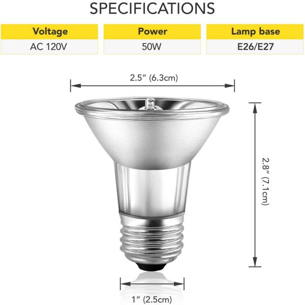 Simple Deluxe UV Reptile Heat Bulb UVA + UVB Full Spectrum Sun Lamp for Reptiles and Amphibian Pet, 50 W