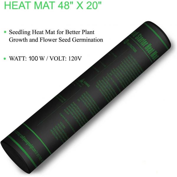 Seedling Heat Mat, 48" X 20" Durable Waterproof Hydroponic Heating Pad, Black, iPower