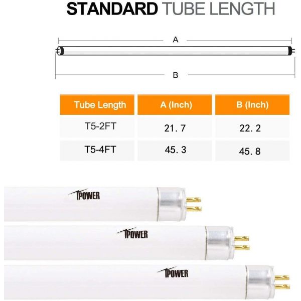 iPower 5 Pack 4FT 2700K 54W T5 Fluorescent Grow Lamp Light Bulbs