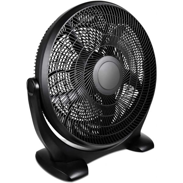 14 Inch 3-Speed Plastic Floor Fans Oscillating Quiet, Black, Simple Deluxe