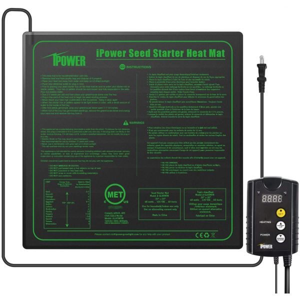 iPower 20" x 20" Medium Warm Hydroponic Seedling Heat Mat and 68-108å¡F Digital Thermostat Control Combo Set for Seed Germination