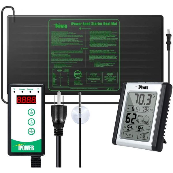 Plant Germination Kit,  48" x 20" Seedling Heat Mat, Digital Thermostat Control & Thermohygrometer, iPower