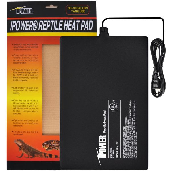 iPower 8"x12" Under Tank Heater for Reptile Terrariums Heat Mats-16 Watts