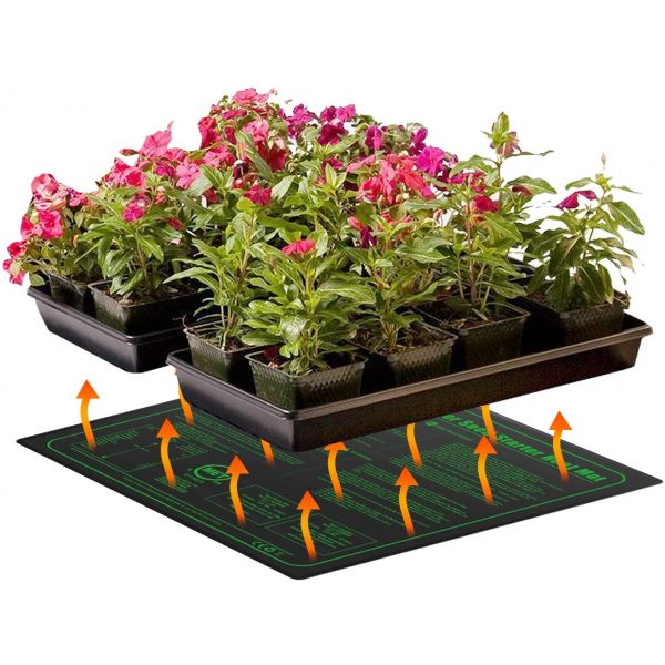 20" x 20" Waterproof Durable Seedling Heat Mat Warm Hydroponic Plant, black, iPower