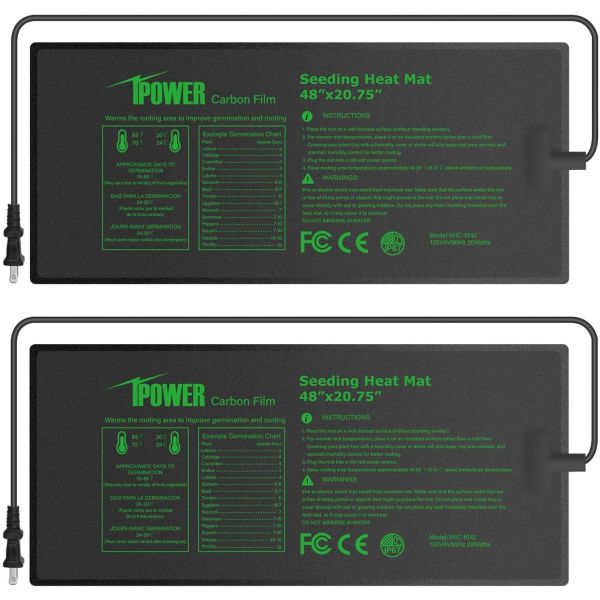 Warm Hydroponic Heating Pad, 2 Pcs Upgraded Carbon Film Waterproof Seedling Heat Mat, iPower