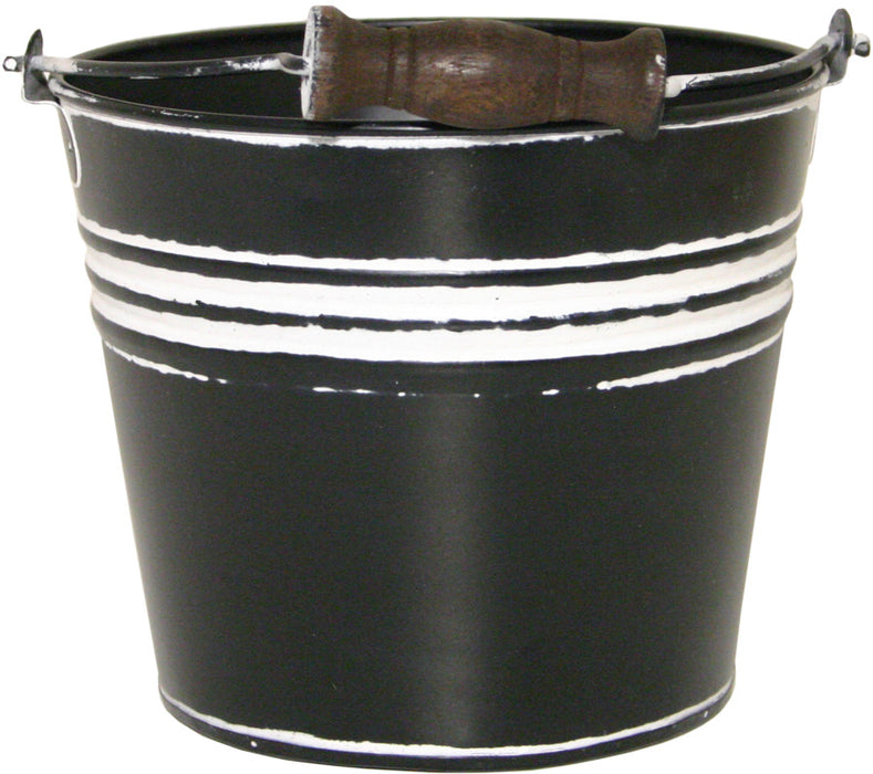 Robert Allen Banded Planter w/Handle-Charcoal, 6 in