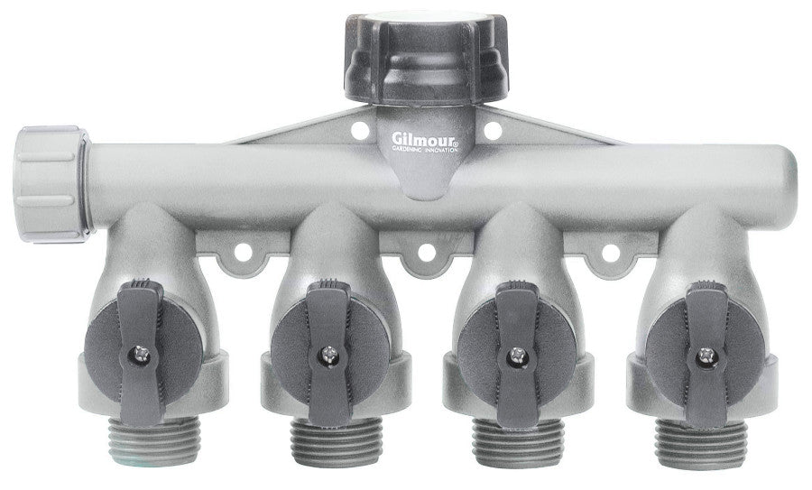 Gilmour Light Duty Full-Flow Shut-Off Valve 4-Way Poly-Grey