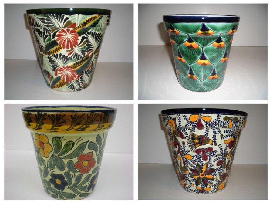 Talavera Flower Pots-Florentino Peacock Primavera & Violeta, SM, 6 in