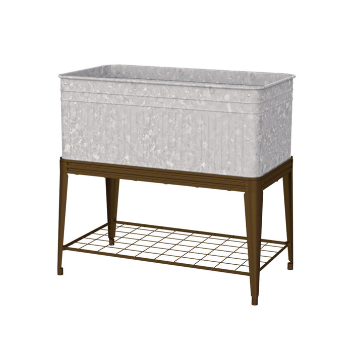 Panacea Galvanized Planter w/Stand-40.25In (L) X 34In (H) X 22In (D)