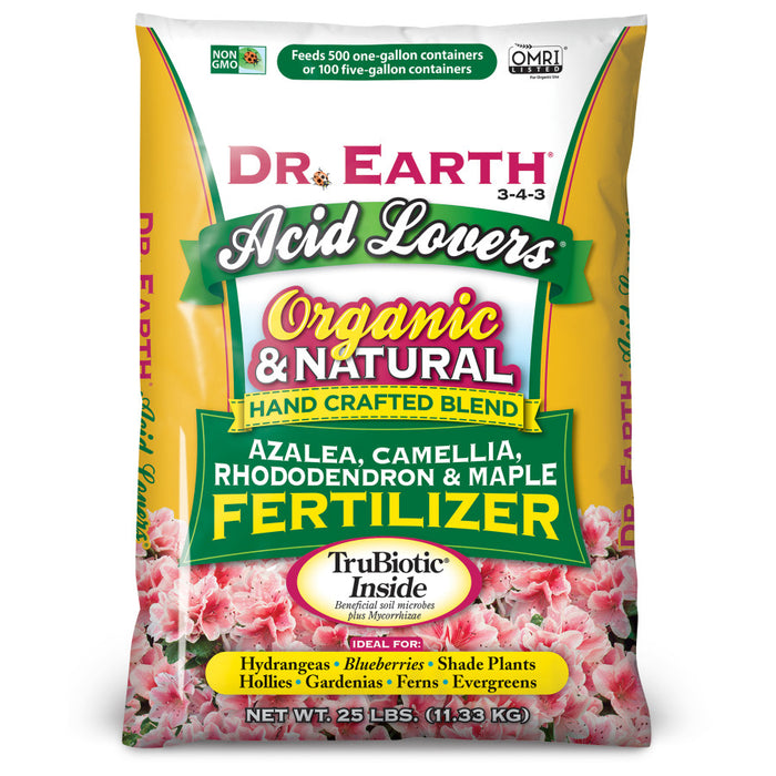 Dr. Earth Acid Lovers Premium Azalea, Camellia, Rhododendron & Maple Fertilizer 3-4-3-25 lb