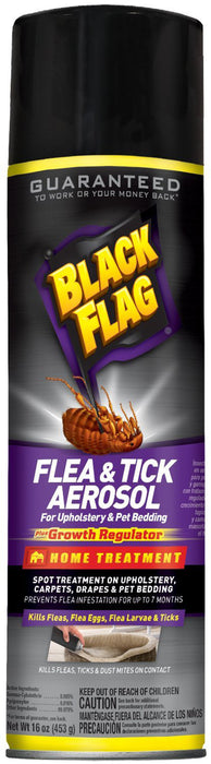 Black Flag Flea & Tick Spray Aerosol for Upholstery & Pet Bedding-16 oz